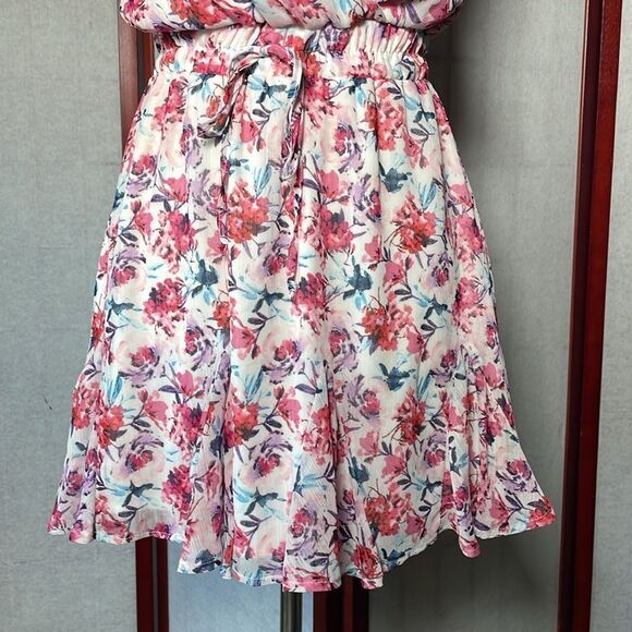 Francesca’s Multicolored Floral Fit & Flare Mini Dress w/Ruffles (XS) - Picture 8 of 16